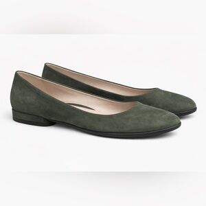 Ecco Olive Green Suede Women's Ballet Flats
